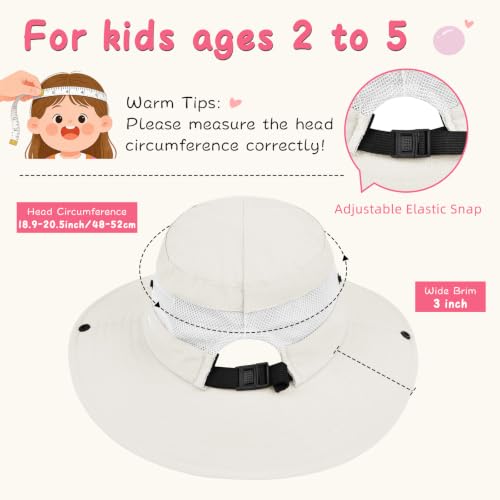ZOORON Kids Girls Ponytail Sun Hat UPF 50+ Breathable Mesh Water-Resistant - color: Solid Beige