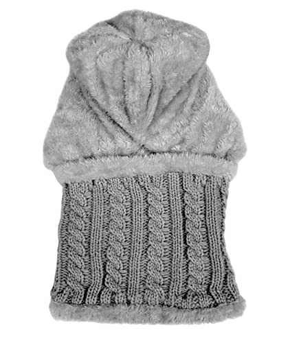 HUAMULAN Women Winter Knit Beanie Hats One Piece Fleece Lined Balaclavas - color: M8863-gray
