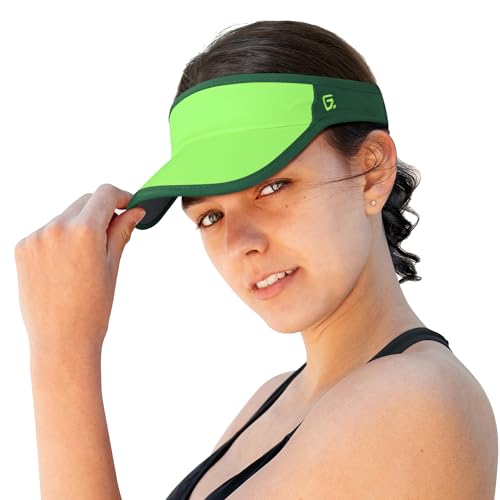 GADIEMKENSD Foldable Sun Visor Hat UPF 50+ Lightweight Adjustable - color: Bright Green Dark Green