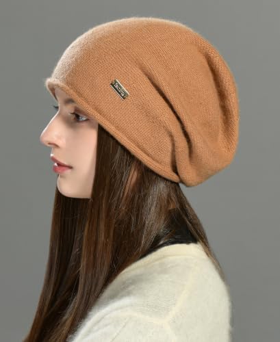 jaxmonoy Slouchy Knit Beanie Hat for Women Winter Soft Warm Ladies Laightweight Slouch Knitted Skull Beanies Cap - color: Coffee