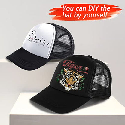 Ultrafun 12 Pack Trucker Hat Mesh Sublimation Blank Hats Men Women - color: 12pack-black White
