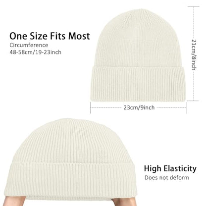 Winter Beanie Hats for Women Men Fleece Slouchy Knit Thick Beanies Warm Thermal Snow Ski Hat Gifts for Cold Weather - color: Ivory
