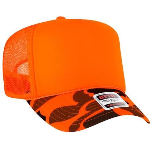 OTTO Cap 5 Panel High Crown Foam Front Mesh Back Trucker Hat, One Size - color: 0909cpa - N.org/Camo