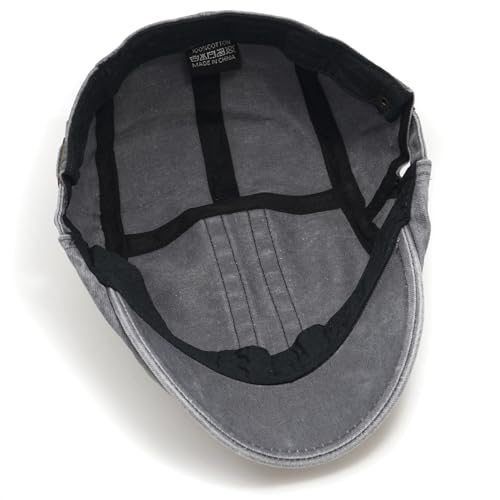 Initlove Mens Newsboy Cap Washed Beret Ivy Hat Flat Hats for Cabbie Driving - color: B Grey