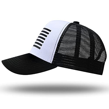American Flag Trucker Hat - Snapback Hat, Baseball Cap for Men Women - Breathable Mesh Side, Adjustable Fit - for Casual Wear - color: White/Black