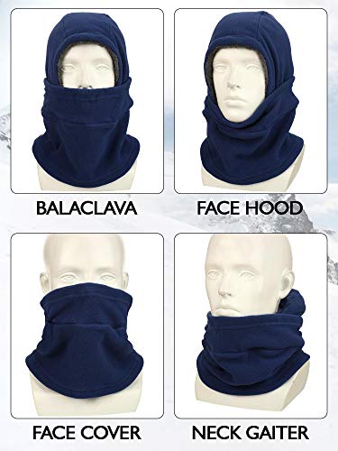Geyoga Winter Fleece Balaclava Hat for Men Women - color: Blue, Rose Red