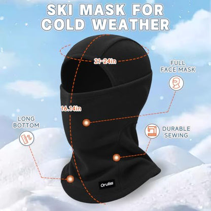 Winter Ski Mask Balaclava for Men Women, Warm Full Face Mask Cold Weather Snowboarding Skiing Motorcycling - color: Black+orange