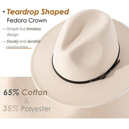 Lisianthus Women Belt Buckle Fedora Hat - color: Creamy