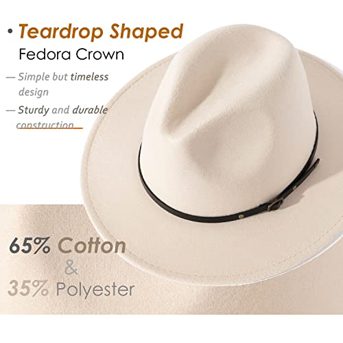 Lisianthus Women Belt Buckle Fedora Hat - color: Creamy