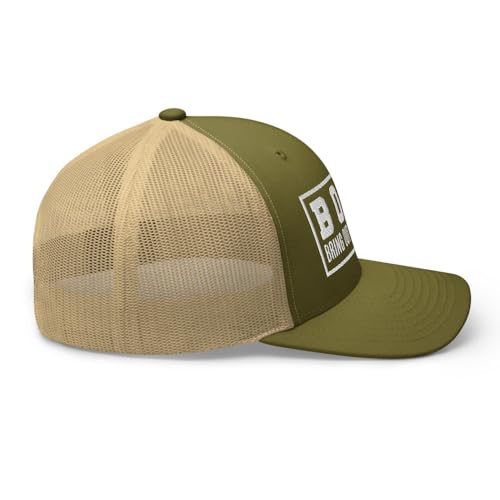 NG Boat Bring Out Ass and Titties Curved Bill Trucker Hat Mid Crown Adjustable Funny Adult Humor Cap - color: Moss/ Khaki