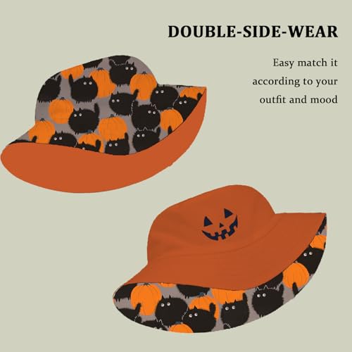 Bucket Hat for Men Women Funny Holiday Fishing Hat Cute Fisherman Cap - color: H-pumpkin