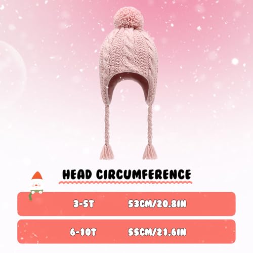 Winter Peruvian Hat Earflap Fleece Lined Girls Knit Beanie 3-10T - color: 3a-patternwhite, size: 6-10 Years