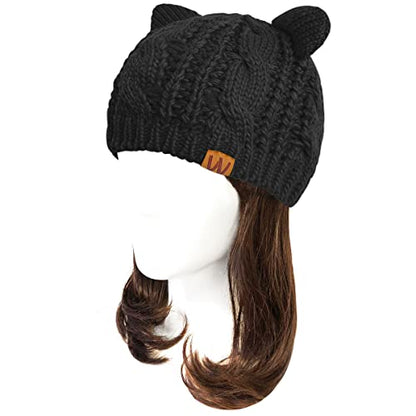 allydrew Winter Thick Knit Beanie Slouchy Beanie for Men & Women - color: Ebony