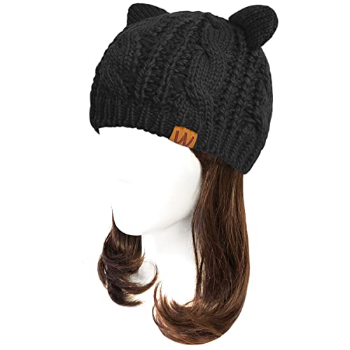 allydrew Winter Thick Knit Beanie Slouchy Beanie for Men & Women - color: Ebony