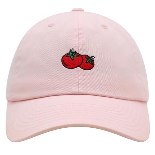 JPAK Two Tomatoes Premium Dad Hat Embroidered Cotton Baseball Cap Vegetables Embroidery - color: Light Pink