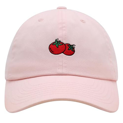 JPAK Two Tomatoes Premium Dad Hat Embroidered Cotton Baseball Cap Vegetables Embroidery - color: Light Pink