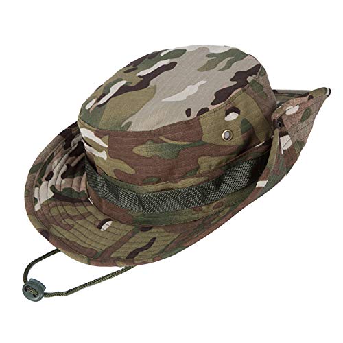 Wide Brim Boonie Hat, Men & Women Top Camo Bucket Hats for Safari Military Beach - color: Cp Camo