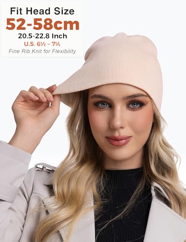 ROYBENS 100% Cotton No Cuff Beanie Hat Men Women, Fisherman Skull Cap - color: Pink