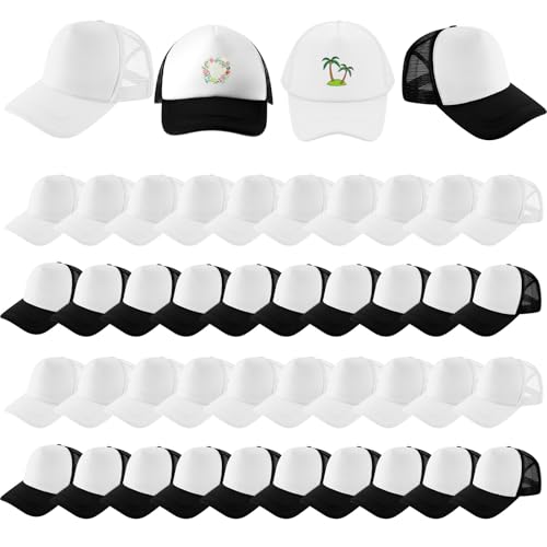 Hercicy 40 Pack Blank Trucker Hat Bulk - color: Classic Black and White
