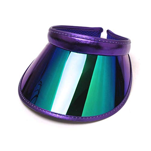Surkat Women Sun Visors Hologram Wide Brim Thicker Sweatband UV Protective Sportswear Visors Sunhat - color: Deep Purple