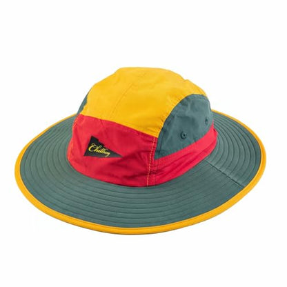 Color-Blocked Fisherman Style Sun Hat for Outdoor Camping, Surfing & Vacations - Wide Brim, UV Protective, Anti-Slip - color: B-retro