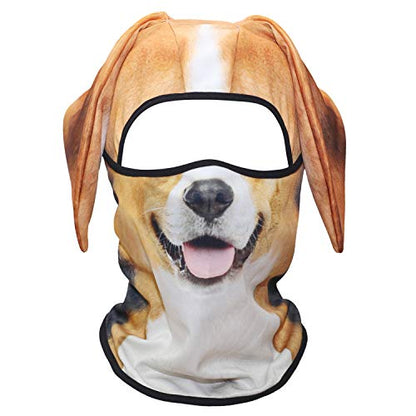 WTACTFUL 3D Animal Ears Balaclava, Breathable Face Mask for Halloween - color: Beagle Funny Mss-05
