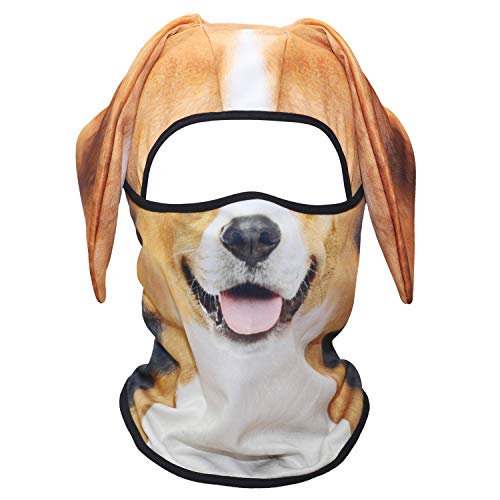 WTACTFUL 3D Animal Ears Balaclava, Breathable Face Mask for Halloween - color: Beagle Funny Mss-05