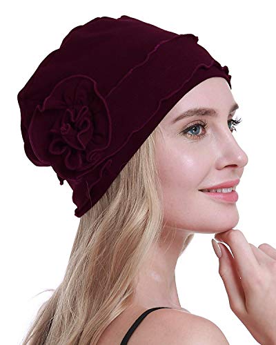 osvyo Chemo Headwear Turban Cap for Women - Cancer Beanie Hair Loss Sealed Packaging - color: Cotton Wine