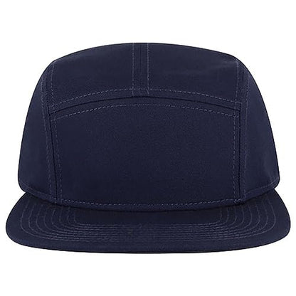 Ashen Fane 5 Panel Superior Cotton Twill Square Flat Visor Adjustable Camper Hat - color: Snapback-navy