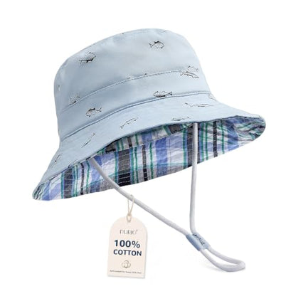 Durio UPF 50+ Baby Sun Hat Wide Brim Toddler Bucket Hats for Boys 0-8 Years - color: A Blue, size: 4-8 Years