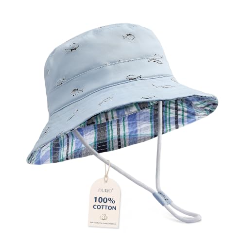 Durio UPF 50+ Baby Sun Hat Wide Brim Toddler Bucket Hats for Boys 0-8 Years - color: A Blue, size: 4-8 Years