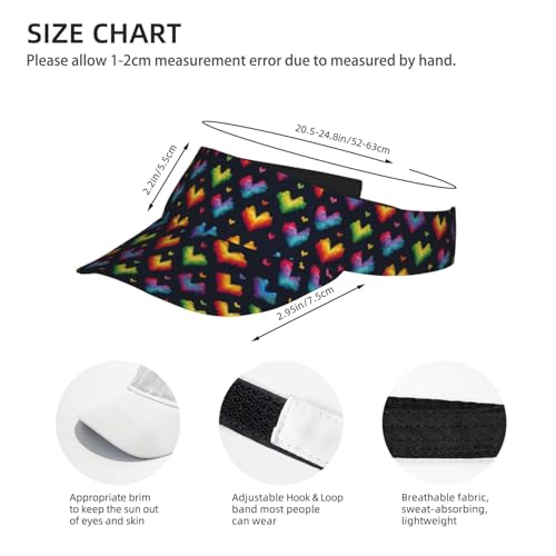 Sports Sun Visor Hat for Men Women, Adjustable Breathable Golf Tennis Cap - color: Pixel Heart