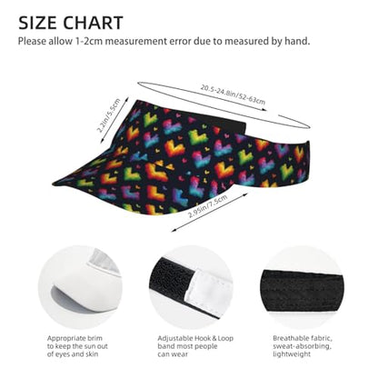 Sports Sun Visor Hat for Men Women, Adjustable Breathable Golf Tennis Cap - color: Pixel Heart