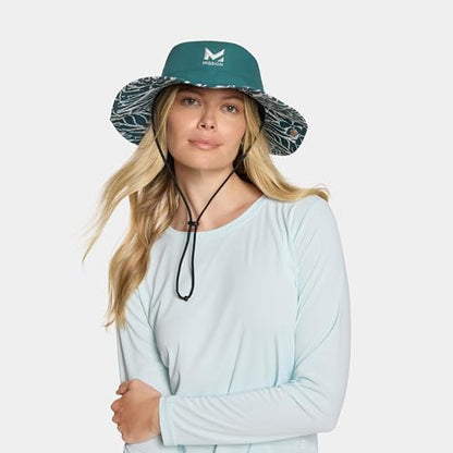 MISSION Cooling Bucket Hat - Unisex Wide-Brim Hat for Men & Women - Lightweight, Foldable & Durable - Cools Up to 2 Hours - color: Teal Leaf