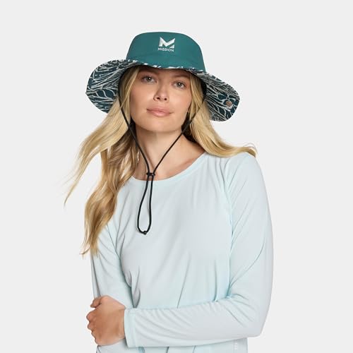 MISSION Cooling Bucket Hat - Unisex Wide-Brim Hat for Men & Women - Lightweight, Foldable & Durable - Cools Up to 2 Hours - color: Teal Leaf
