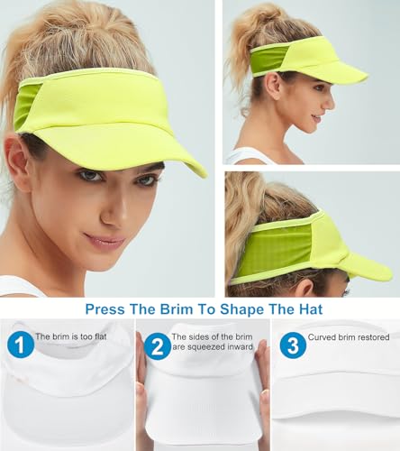Sports Sun Visor Women Men, Cooling Stretchy Visor Hats Summer Packable Ponytail Sun Hat for Running, Golf, Tennis - color: 1pc Neon Yellow Green