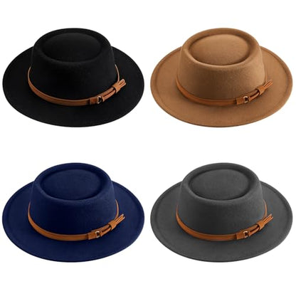 Hercicy Wool Fedora Hat for Women - color: Black, Khaki, Navy Blue, Dark Gray