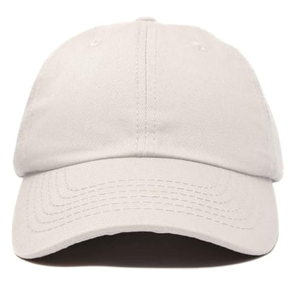 DALIX Baseball Cap Dad Hat Plain Men Women Cotton Adjustable Blank Unstructured Soft - color: Beige