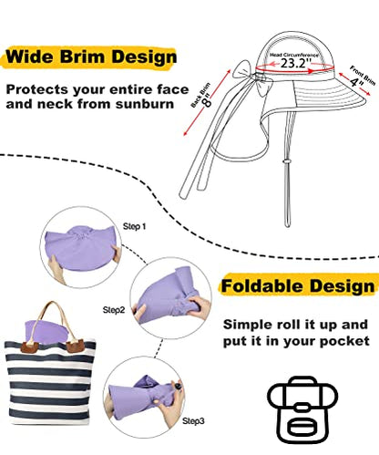 Tirrina Women's Sun Hat Wide Brim, UV Protection Sun Hats for Women - color: #Purple