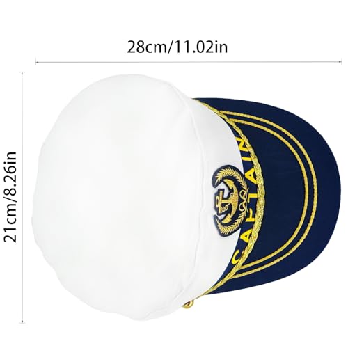 Captain Hat for Adults, Adjustable Sailor Hat, Navy, Nautical and Halloween Party Costume Accessory - color: White