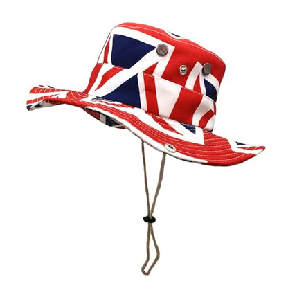 Sun Bucket Hat for Men Women Fishing Beach Safari Trendy Cotton Cowboy Cap for Golf Hiking Hunting Outdoor Boonie - color: Flag Red