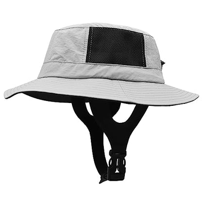 Men Bucket Hat Wide Brimmed Foldable Ladies Surf Sun Hat UPF50+ - color: Light Grey