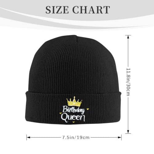 Black Beanie Hat for Men Women Embroidered Knit Winter Beanies Cap - color: Birthday