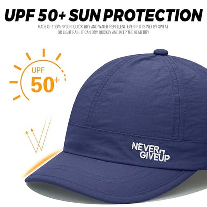 Clakllie Quick Dry Short Brim Cap for Men Lightweight 6 Panel Baseball Cap Golf Dad Hats Women's Running Trucker Hat - color: Cdus-bssq2505-navy Blue