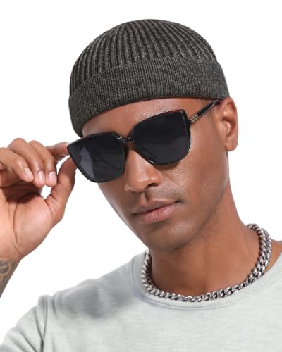 Short Beanie for Men Women, Wool Knit Cuff Winter Fisherman Hats - color: 1pcs-dark Gray