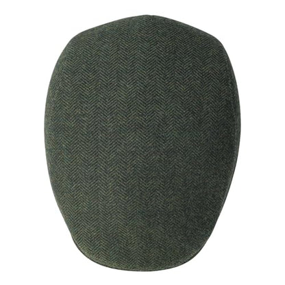 FEINION Men Wool Blend Flat Cap Tweed Newsboy Ivy Hat - color: Herringbone Green