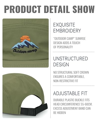 Clakllie Quick Dry 5 Panel Hats for Men Unstructured Flat Brim Baseball Cap - color: Cdus-dfb3-green