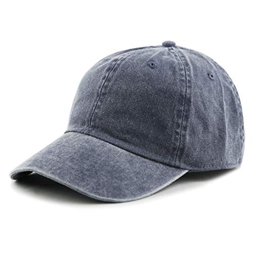 The Hat Depot 100% Cotton Pigment Dyed Low Profile Dad Hat Six Panel Cap - color: 1. Blue
