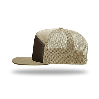 Richardson 168 Hi-Pro 7 Panel Adjustable Snapback Trucker Mesh Back Cap - color: Brown/Khaki