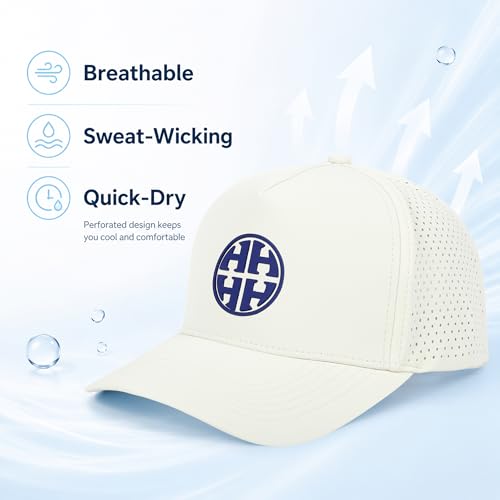 HH HOFNEN Quick Dry Baseball Cap Mesh Snapback Hat Golf Ball Cap Men Women - color: Beige